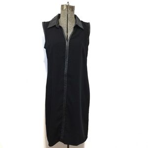 Calvin Klein Black Leather Collar trim Dress 6 M